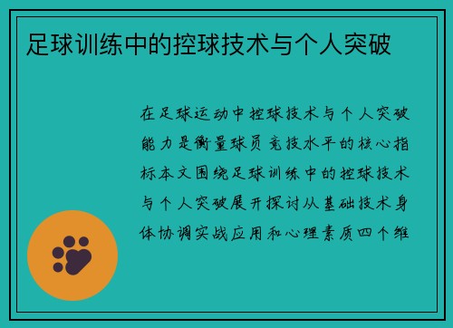 足球训练中的控球技术与个人突破